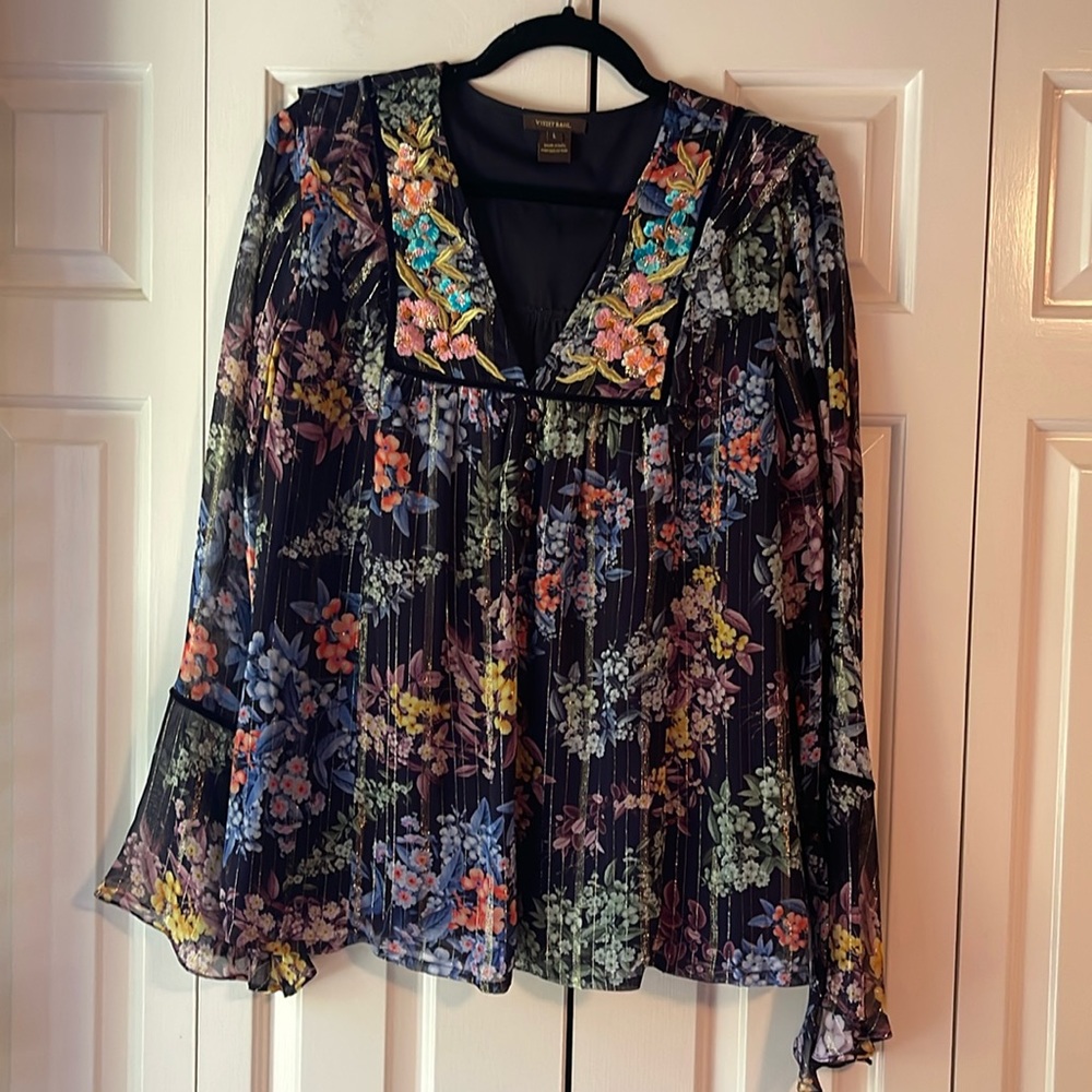 Anthropologie Floral Blouse